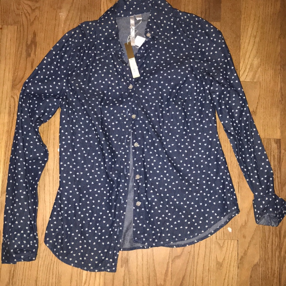 Long Sleeved Button Down with Hearts